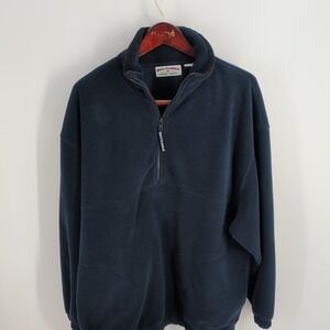 Boca‎ Classics Quarter Zip Long Sleeve Fleece Pullover Sweater Navy Blue Size M